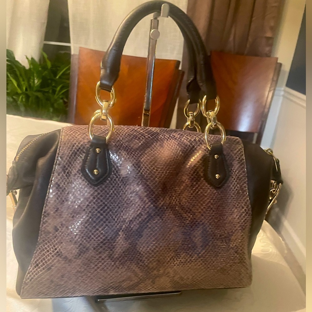 Rare - Coach Collette Two Way Python Graphite Pur… - image 7